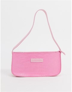 Розовая сумка на плечо с отделкой под кожу крокодила Claudia canova