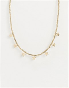 Золотистое ожерелье с подвесками звездами Pieces