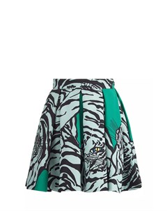 Юбка изумрудного цвета из ткани Crepe Couture с принтом Tiger Re edition Valentino