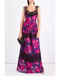 Платье из ткани с цветочной вышивкой и вставками из вуали черного тона Emanuel ungaro