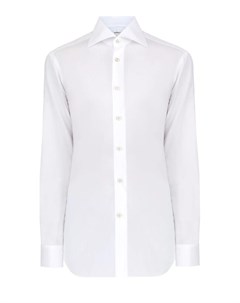 Классическая белая рубашка с пуговицами из перламутра Kiton