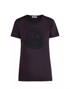 Базовая черная футболка с сатиновым макро логотипом Moncler