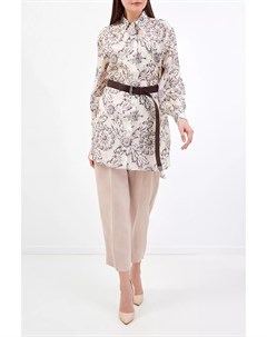 Блуза oversize из шелка с цветочным принтом Brunello cucinelli