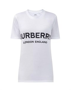 Белая футболка из хлопкового джерси с принтом леттерингом Burberry