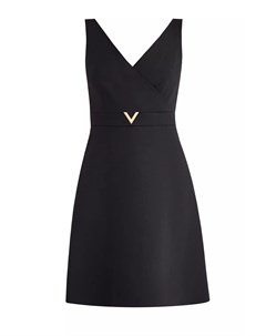 Платье на запах с широкими бретелями и литым символом V Valentino