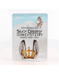 Маска тканевая с паровым кремом silky creamy donkey steam cream mask pack Elizavecca