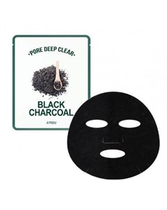 Маска для лица тканевая с древесным углем для сужения пор a pieu pore deep clear black charcoal mask A'pieu