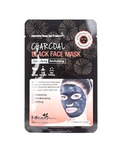 Восстанавливающая тканевая детокс маска для лица с древесным углем mbeauty charcoal black face mask Mbeauty