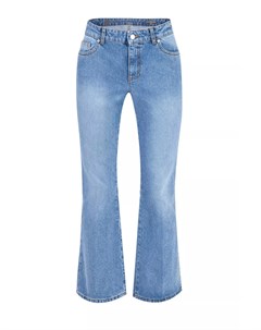 Укороченные джинсы клеш с контрастным окрашиванием у карманов Alexander mcqueen
