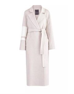 Кашемировое пальто с поясом и асимметричными полосами на рукаве Lorena antoniazzi