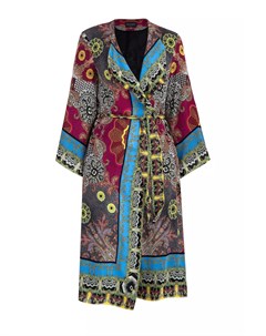 Пальто Кимоно с ярким орнаментом с этно мотивами и тонким поясом Etro