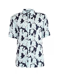 Рубашка slim fit из тонкого льна с принтом в гавайском стиле Michael kors