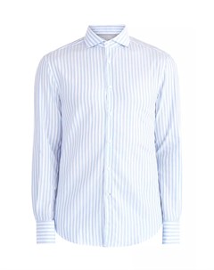 Рубашка из хлопка с узором в виде вертикальных полос в голубой гамме Brunello cucinelli