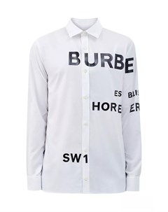 Хлопковая рубашка с асимметричным глянцевым принтом Burberry