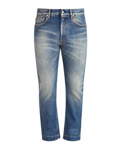 Укороченные джинсы из денима с пятнами краски в стиле гранж Gucci