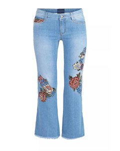 Укороченные джинсы клеш с жаккардовой цветочной вышивкой Ermanno scervino