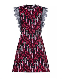Приталенное трикотажное платье с принтом Lipstick Waves и кружевом Valentino