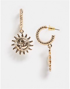 Золотистые серьги кольца с оригинальным дизайном Asos design