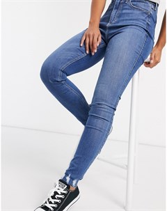 Синие джинсы с эффектом потертости Hollister