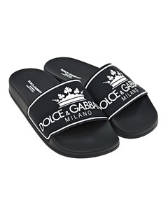 Черные шлепанцы с логотипом Dolce&gabbana