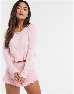Пижама розового цвета с оборками x Billie Faiers In the style