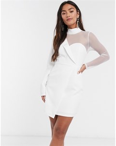 Белое асимметричное платье мини x Saffron Barker In the style