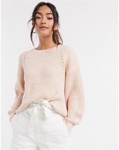 Розовый свитер с заниженной линией плеч New look
