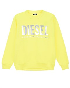 Желтый свитшот с серебристым логотипом детский Diesel