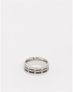 Серебристое кольцо с черной эмалью и крестами Seven london