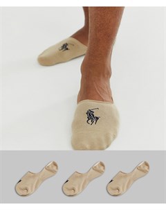 Набор из 3 пар невидимых бежевых носков с логотипом Polo ralph lauren