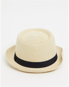 Бежевая соломенная шляпа с плоской тульей Asos design