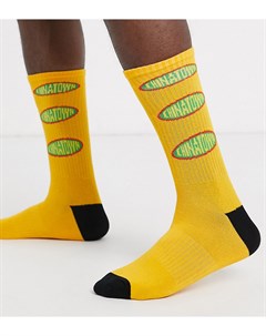 Оранжевые носки до щиколотки с логотипом Chinatown market