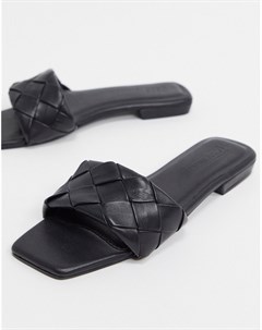 Черные кожаные стеганые сандалии Asos design