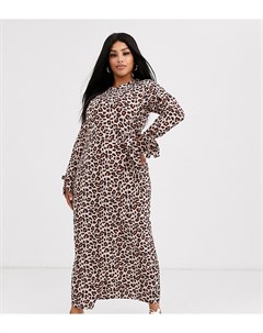 Платье макси с длинными рукавами и леопардовым принтом Verona curve