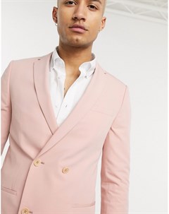 Пыльно розовый двубортный пиджак Lock stock