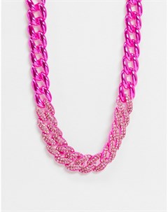 Ожерелье со звеньями и розовыми кристаллами Asos design