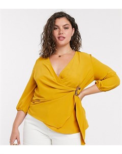 Желтая блузка с пряжкой Simply be