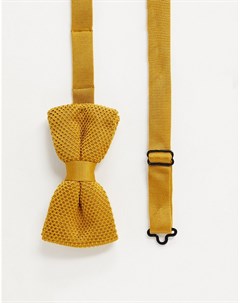 Трикотажный галстук бабочка горчичного цвета Twisted tailor