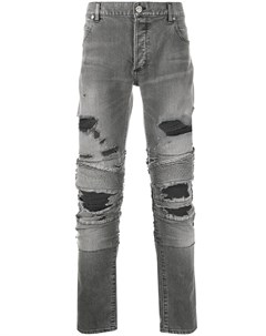 Байкерские джинсы с прорезями Balmain