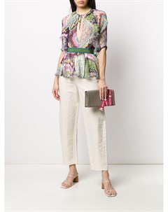 Шифоновая блузка с цветочным принтом и баской Dsquared2