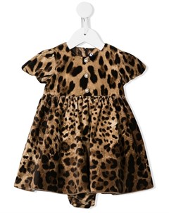 Платье мини с леопардовым узором Dolce & gabbana kids