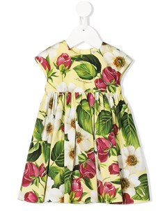 Платье с цветочным принтом и складками Dolce & gabbana kids