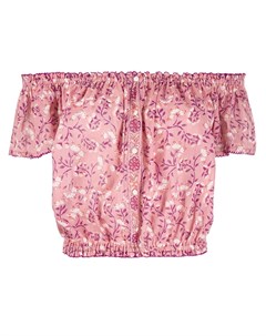 Блузка с открытыми плечами и цветочным принтом Poupette st barth