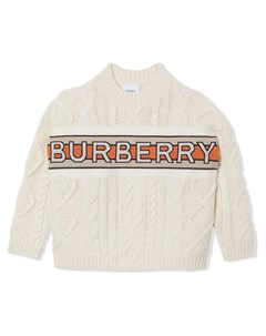 Свитер фактурной вязки с логотипом Burberry kids