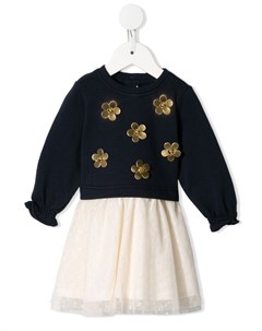 Платье с юбкой из тюля и цветочной аппликацией Little marc jacobs