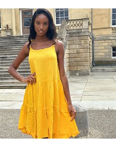 Желтое фактурное платье мини с завязками на бретелях Y.a.s tall