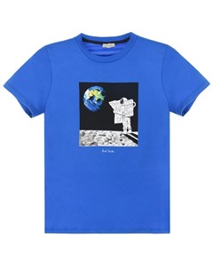 Синяя футболка с принтом космонавт Paul smith