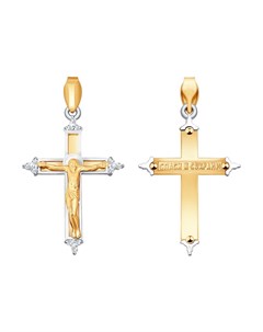 Крест из комбинированного золота с бриллиантами Sokolov