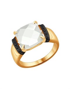 Кольцо из золота с чёрными бриллиантами и керамической вставкой Sokolov