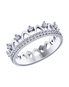 Кольцо корона из серебра с фианитами Sokolov
